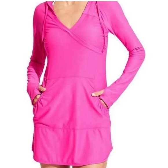 Athleta Dresses & Skirts - Pink Athleta Hooded Dress Size XL